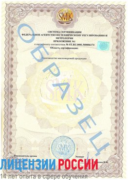 Образец сертификата соответствия (приложение) Тайга Сертификат ISO 22000
